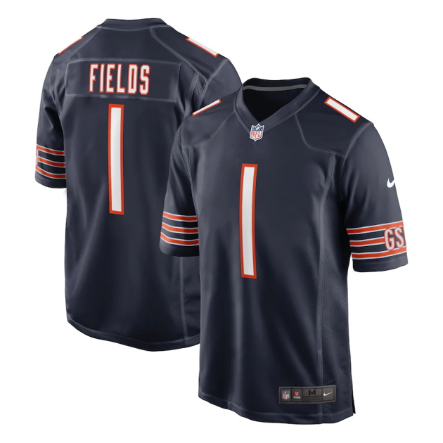 mens nike justin fields navy chicago bears game jersey